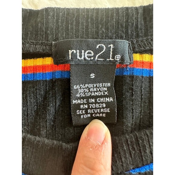 Rue 21 Multicolor Ribbed Striped Long Sleeve Top - Picture 3 of 6